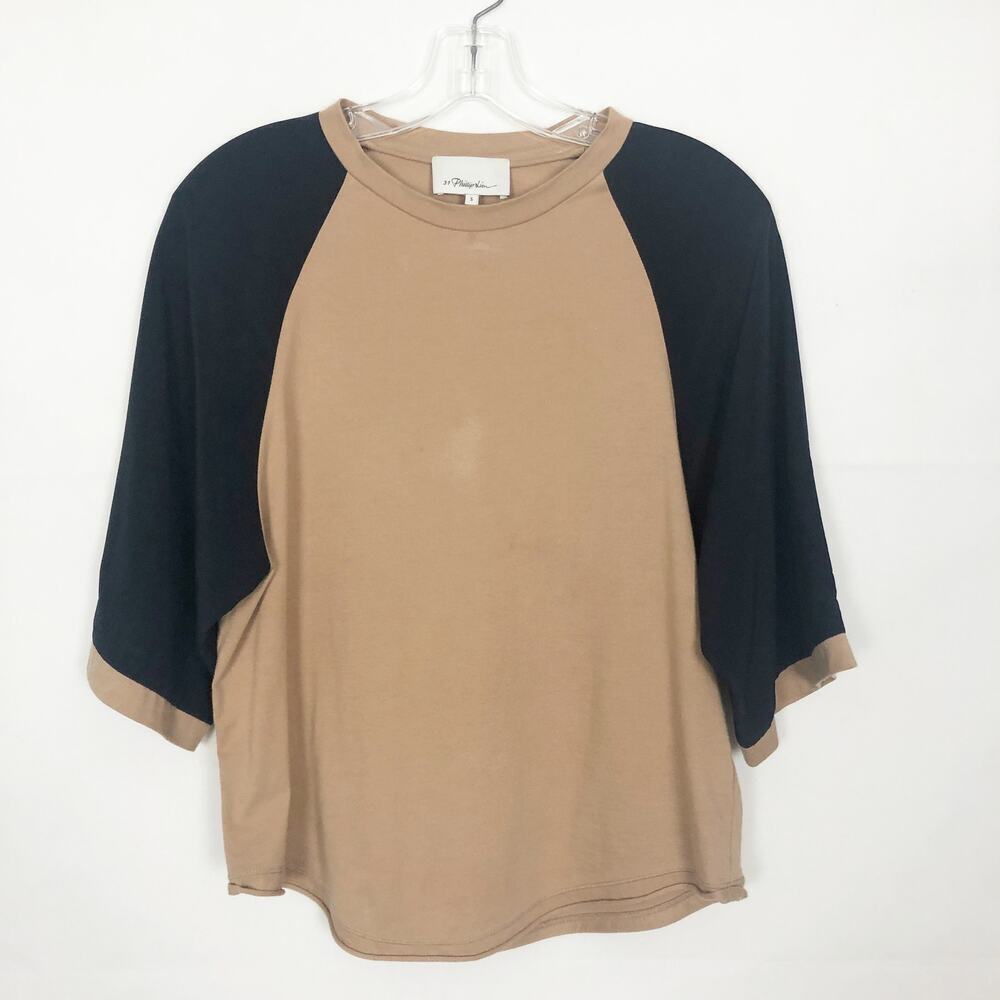 3.1 Phillip Lim Silk/Cotton 3/4 Sleeves Tan Top Size Small